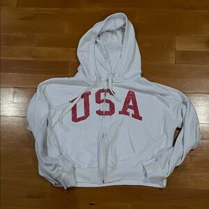 Target White Hoodie with Red USA Print